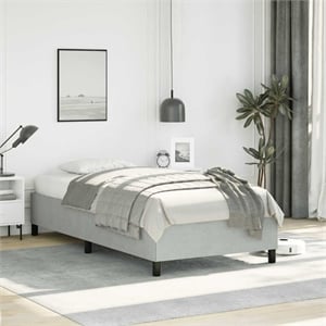 Bowery Hill Contemporary Twin XL Engineered Wood Bed Frame in Light Grey