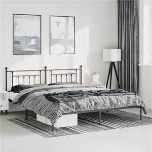Bowery Hill Rectangular Powder-Coated Steel Full Bed Frame in Black