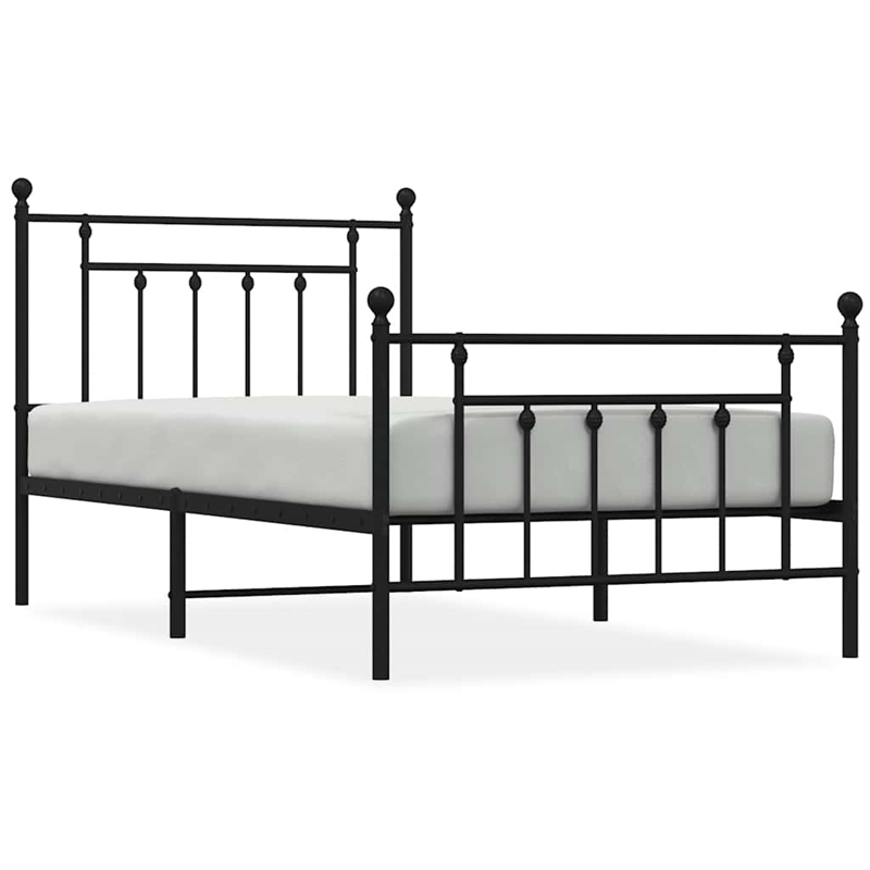 Bowery Hill Contemporary Powder-Coated Steel Twin Bed Frame in Black
