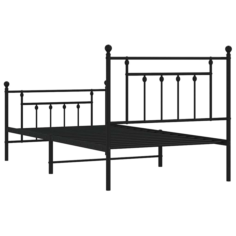 Bowery Hill Contemporary Powder-Coated Steel Twin Bed Frame in Black