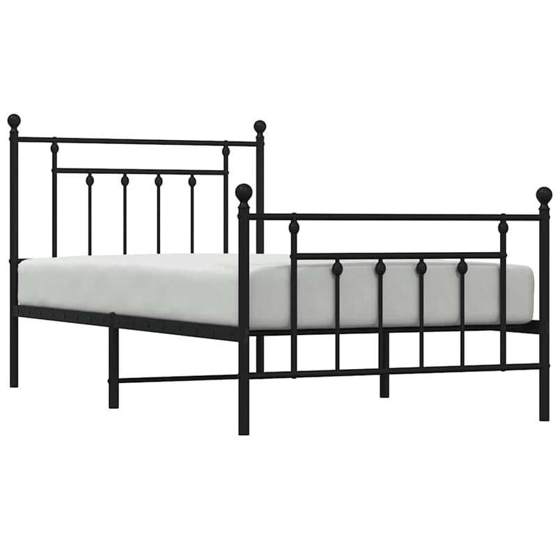 Bowery Hill Contemporary Powder-Coated Steel Twin Bed Frame in Black