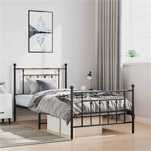 Bowery Hill Rectangular Steel Single Industrial Bed Frame in Black