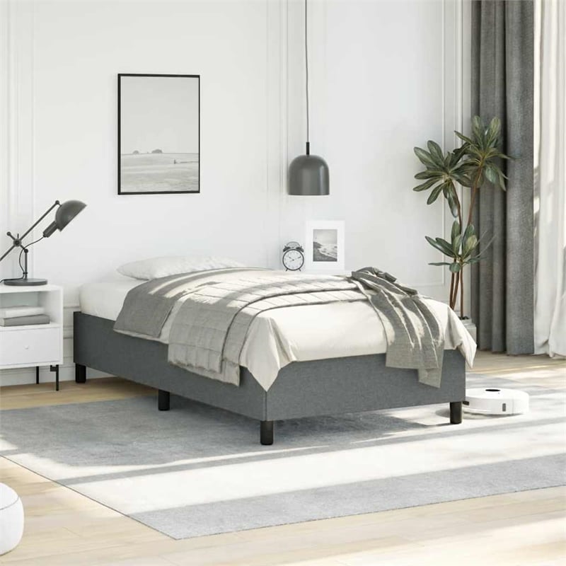 Bowery Hill Contemporary Engineered Wood Twin Bed Frame in Dark Gray