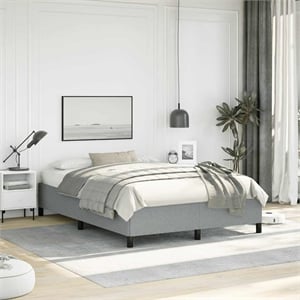 Bowery Hill Engineered Wood Faux Leather Full Bed Frame in Light Gray