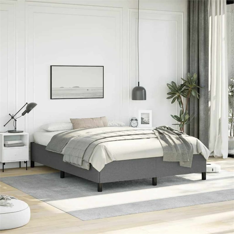 Bowery Hill Contemporary Engineered Wood Queen Bed Frame in Dark Gray