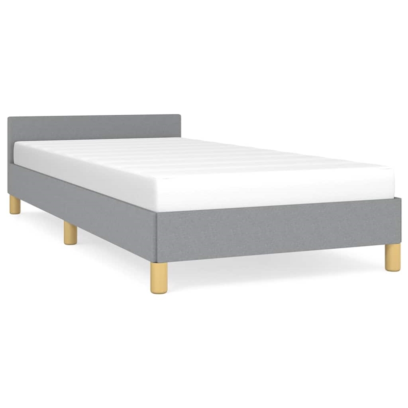 Bowery Hill Contemporary Twin With Headboard Bed Frame in Light Gray
