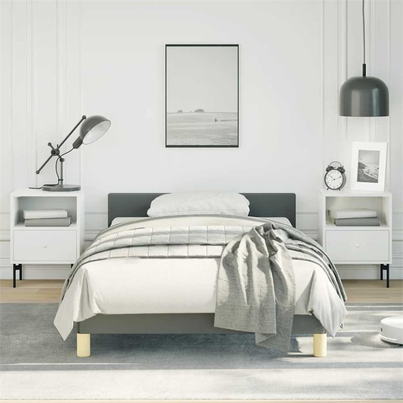 Bowery Hill Engineered Wood Twin Bed Frame with Headboard in Dark Gray