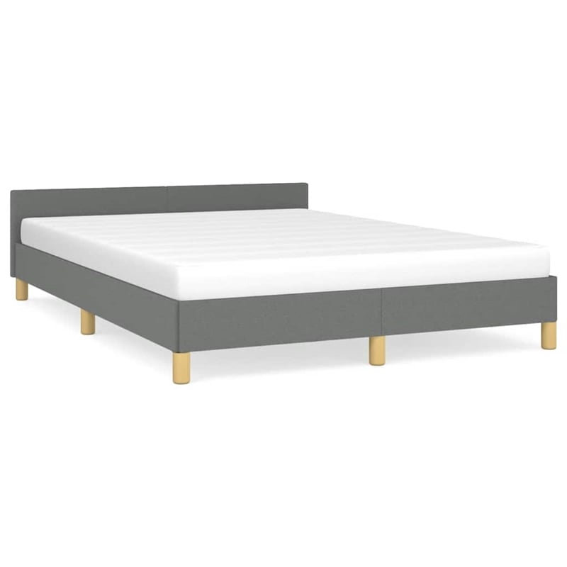 Bowery Hill Contemporary Bed Frame With Headboard in Dark Gray