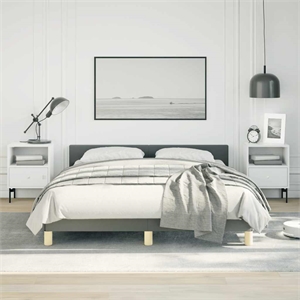 Bowery Hill Contemporary Bed Frame With Headboard in Dark Gray
