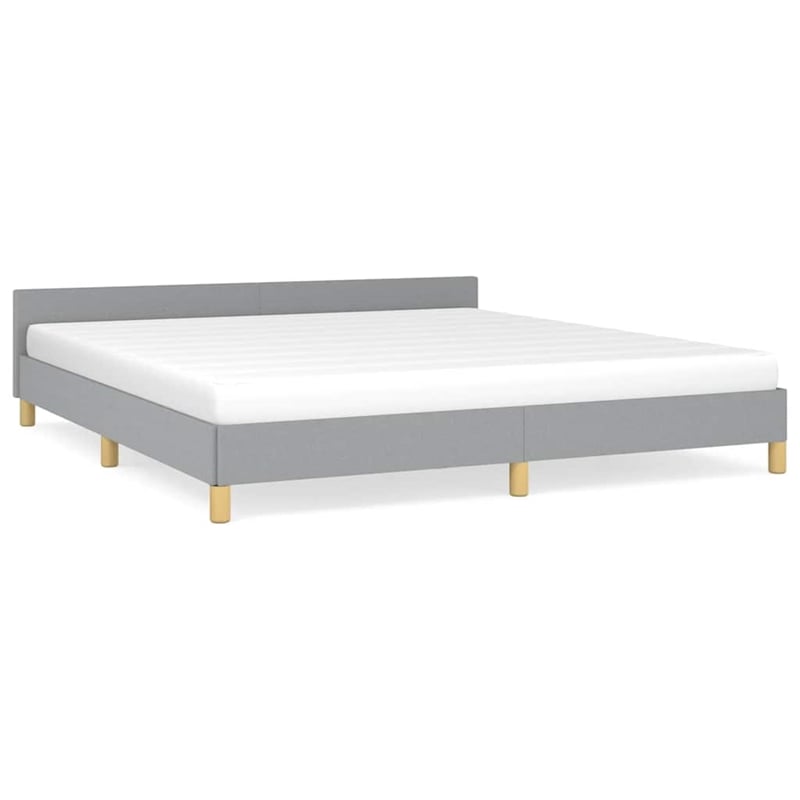 Bowery Hill Contemporary King Bed Frame With Headboard in Light Gray