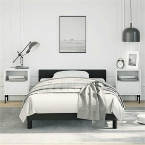 Bowery Hill Engineered wood Twin XL Bed Frame with Headboard in Black