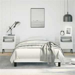 Bowery Hill Twin XL Faux Leather Bed Frame With Headboard in White