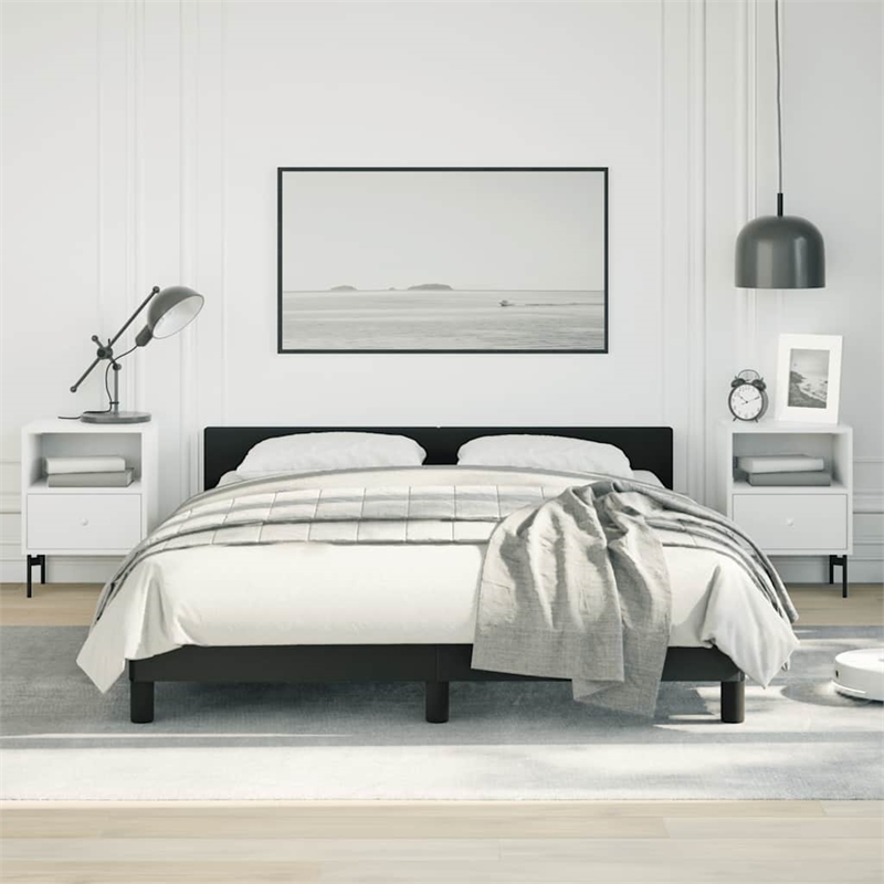 Bowery Hill Contemporary Full with Headboard Bed Frame in Light Gray