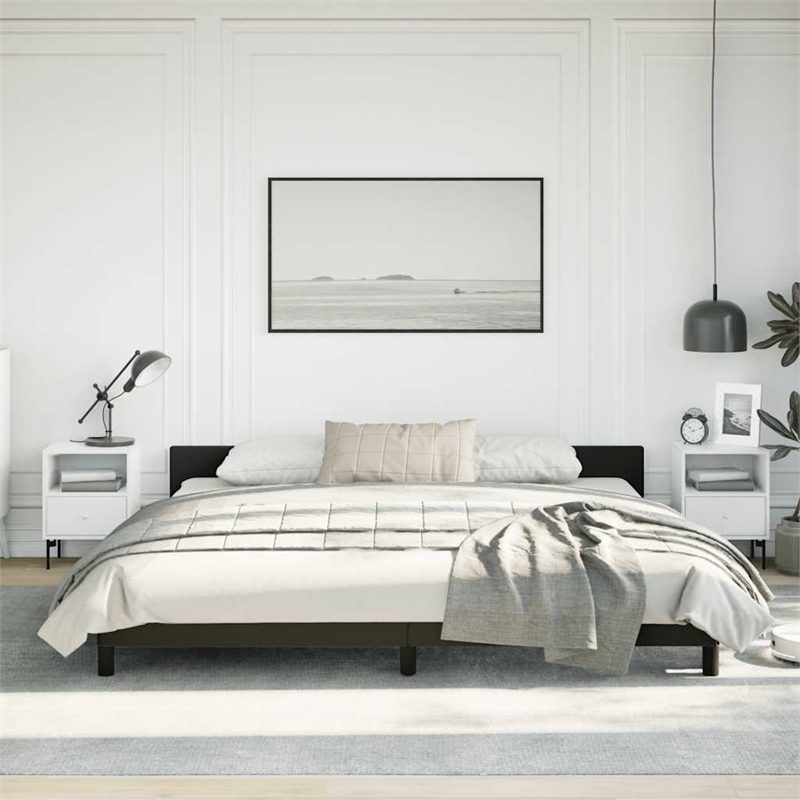 Bowery Hill Contemporary King Bed Frame with Headboard in Black
