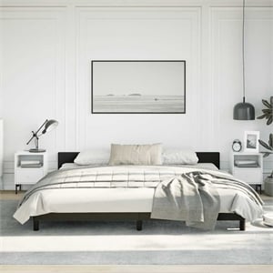 Bowery Hill Contemporary King Bed Frame with Headboard in Black