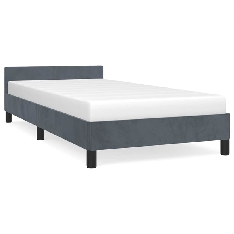 Bowery Hill Engineered Wood Twin Bed Frame with Headboard in Dark Gray