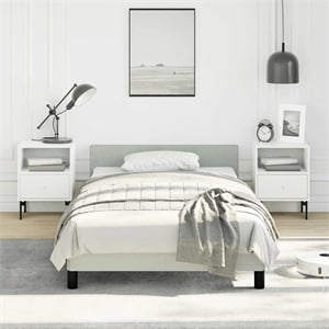 Bowery Hill Twin XL Engineered Wood Bed Frame with Headboard in Light Grey