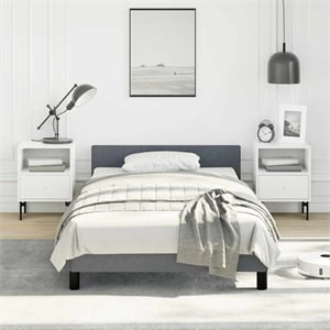 Bowery Hill Engineered Wood Twin XL Bed Frame with Headboard in Dark Gray