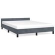 Bowery Hill Contemporary Velvet Full Bed Frame in Dark Gray Fabric