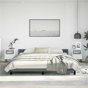 Bowery Hill Contemporary Velvet Full Bed Frame in Dark Grey Finish