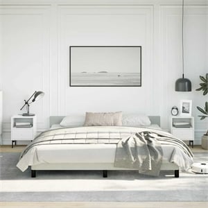 Bowery Hill Engineered Wood Light Gray California King Bed Frame with Headboard