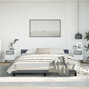 Bowery Hill Engineered Wood California King Bed Frame with Headboard - Dark Gray