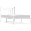 Bowery Hill Rectangular Powder-Coated Steel Twin Bed Frame in White