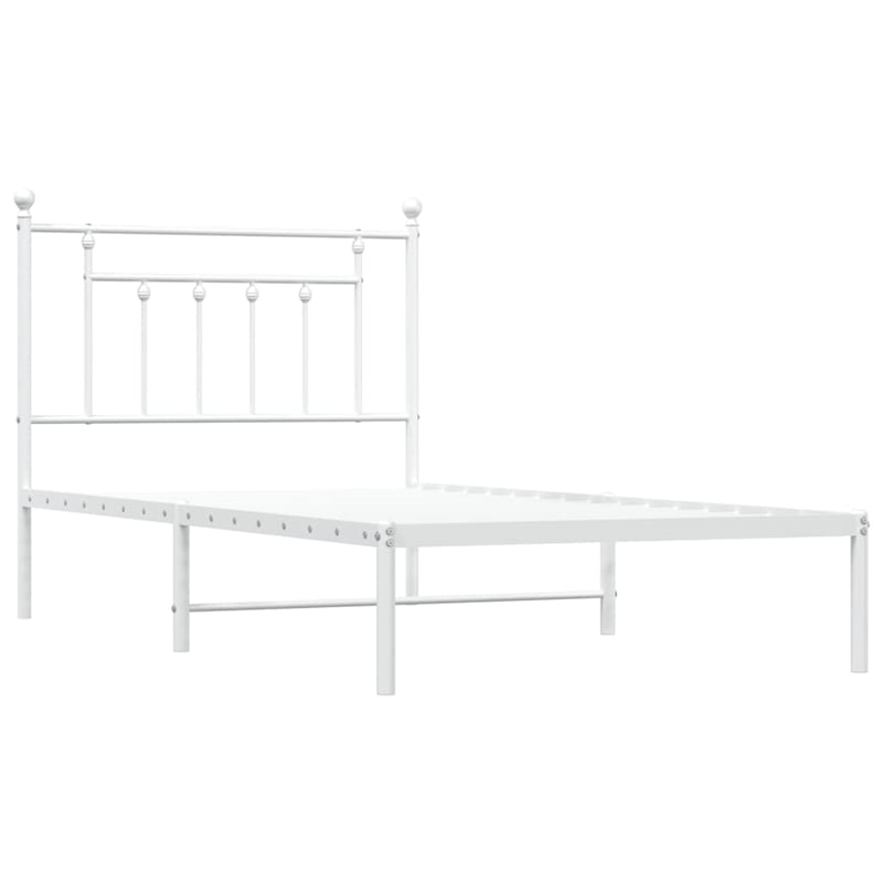 Bowery Hill Rectangular Powder-Coated Steel Twin Bed Frame in White
