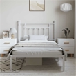 Bowery Hill Rectangular Powder-Coated Steel Twin Bed Frame in White