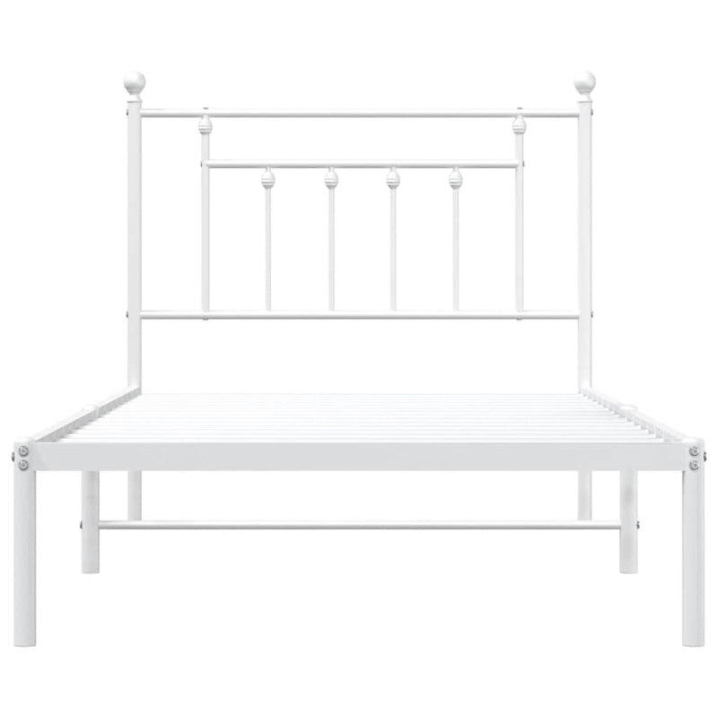 Bowery Hill Rectangular Powder-Coated Steel Twin Bed Frame in White