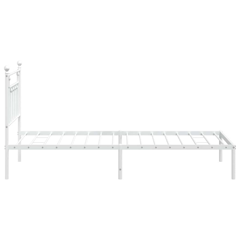 Bowery Hill Rectangular Powder-Coated Steel Twin Bed Frame in White