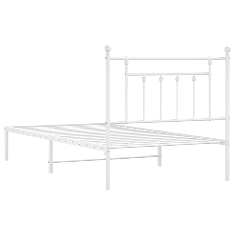 Bowery Hill Rectangular Powder-Coated Steel Twin Bed Frame in White