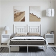 Bowery Hill Powder-Coated Steel King Size Bed Frame in White