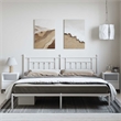 Bowery Hill Contemporary 76 x 80 Powder-Coated Steel Bed Frame in White
