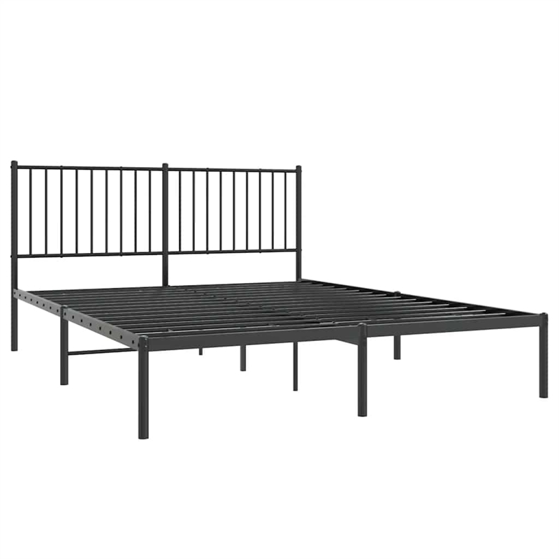Bowery Hill Powder-Coated Steel King Size Bed Frame in Black
