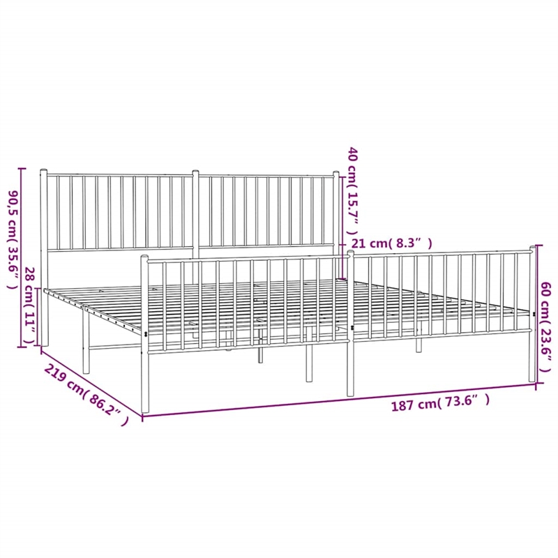 Bowery Hill Contemporary Powder-Coated Steel King Bed Frame in Black