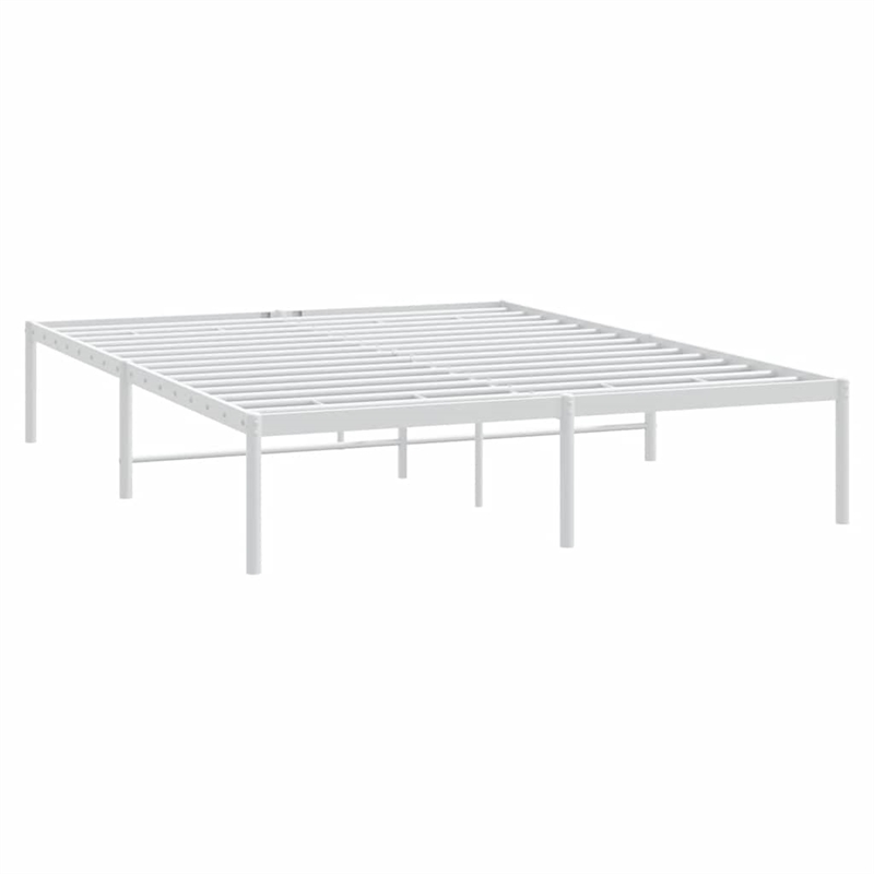 Bowery Hill Powder-Coated Steel King Size Bed Frame in White