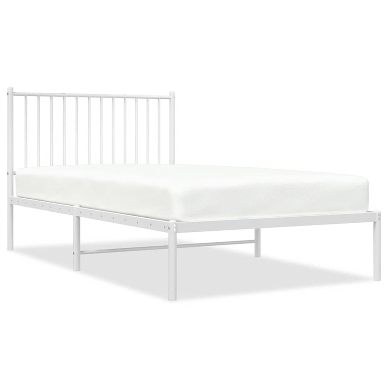 Bowery Hill Contemporary Powder-Coated Steel Twin Bed Frame in White