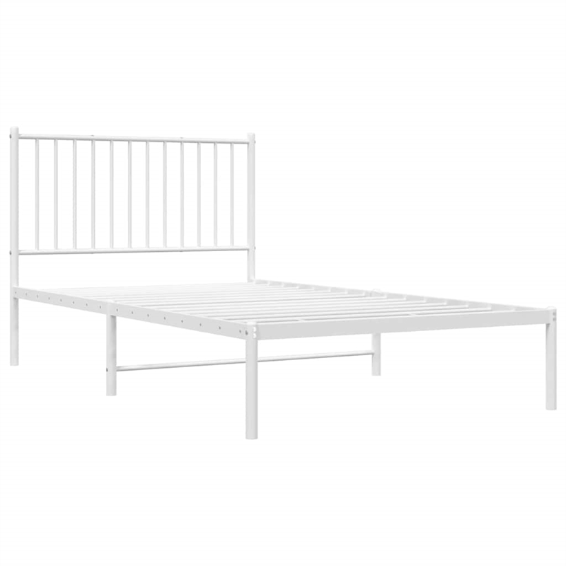 Bowery Hill Contemporary Powder-Coated Steel Twin Bed Frame in White