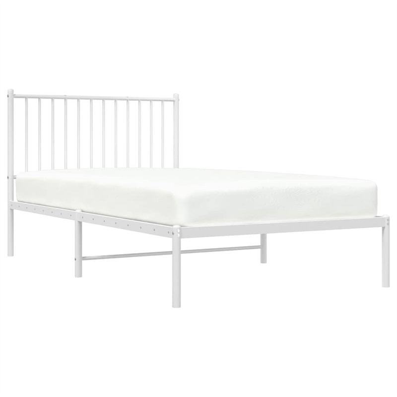 Bowery Hill Contemporary Powder-Coated Steel Twin Bed Frame in White