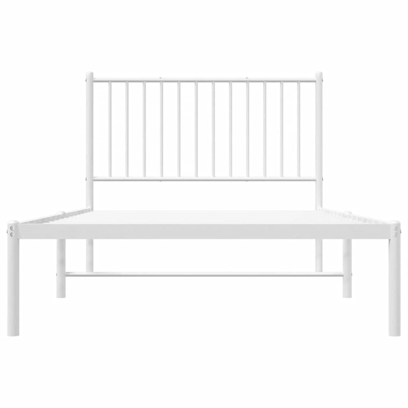 Bowery Hill Contemporary Powder-Coated Steel Twin Bed Frame in White