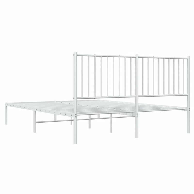 Bowery Hill Powder-Coated Steel King Size Bed Frame in White