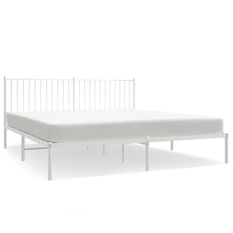 Bowery Hill Powder-Coated Steel Cal King/Double Bed Frame in White