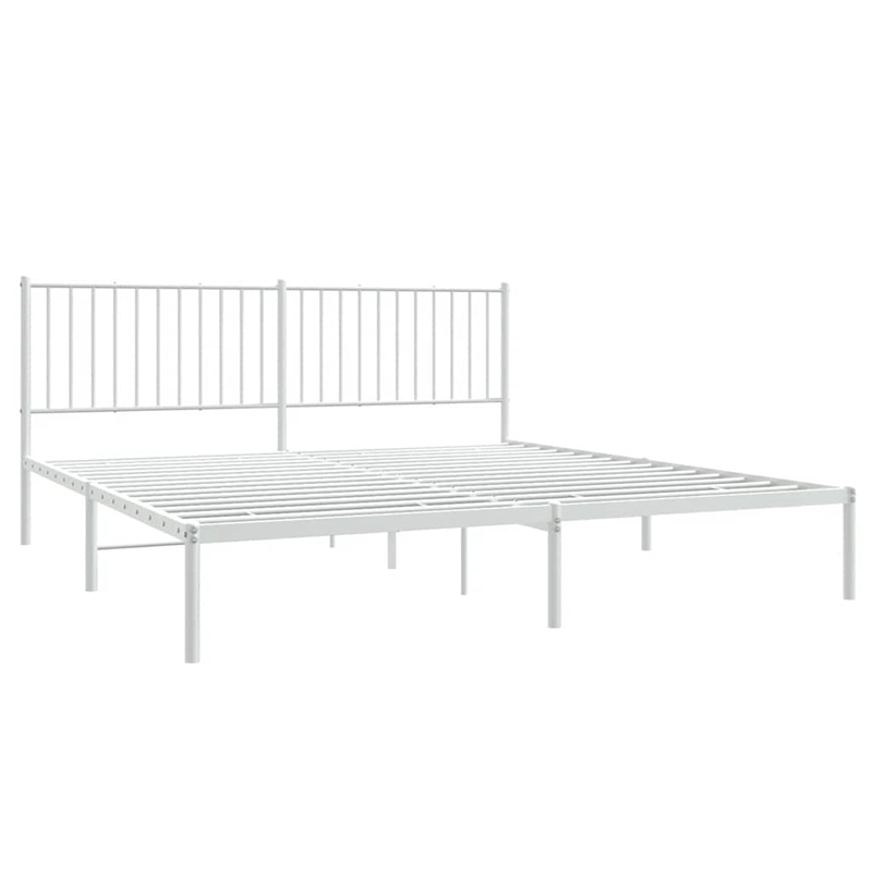 Bowery Hill Powder-Coated Steel Cal King/Double Bed Frame in White
