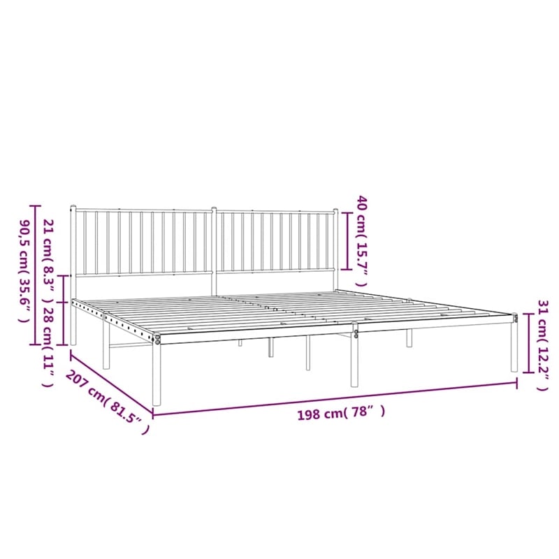 Bowery Hill Contemporary 76 X 80 Powder-Coated Steel Bed Frame in White