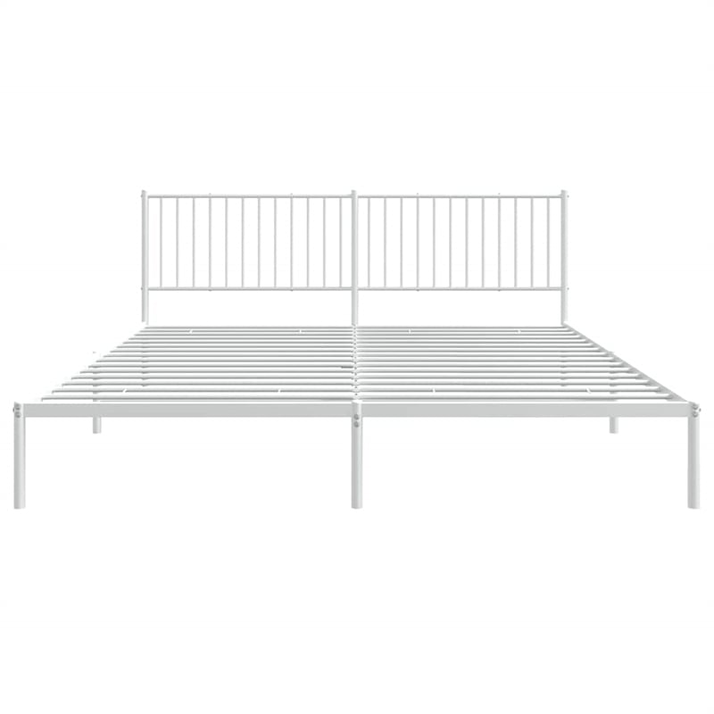Bowery Hill Contemporary 76 X 80 Powder-Coated Steel Bed Frame in White