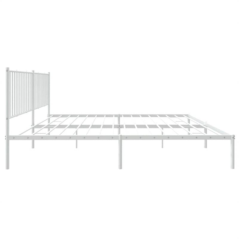 Bowery Hill Contemporary 76 X 80 Powder-Coated Steel Bed Frame in White