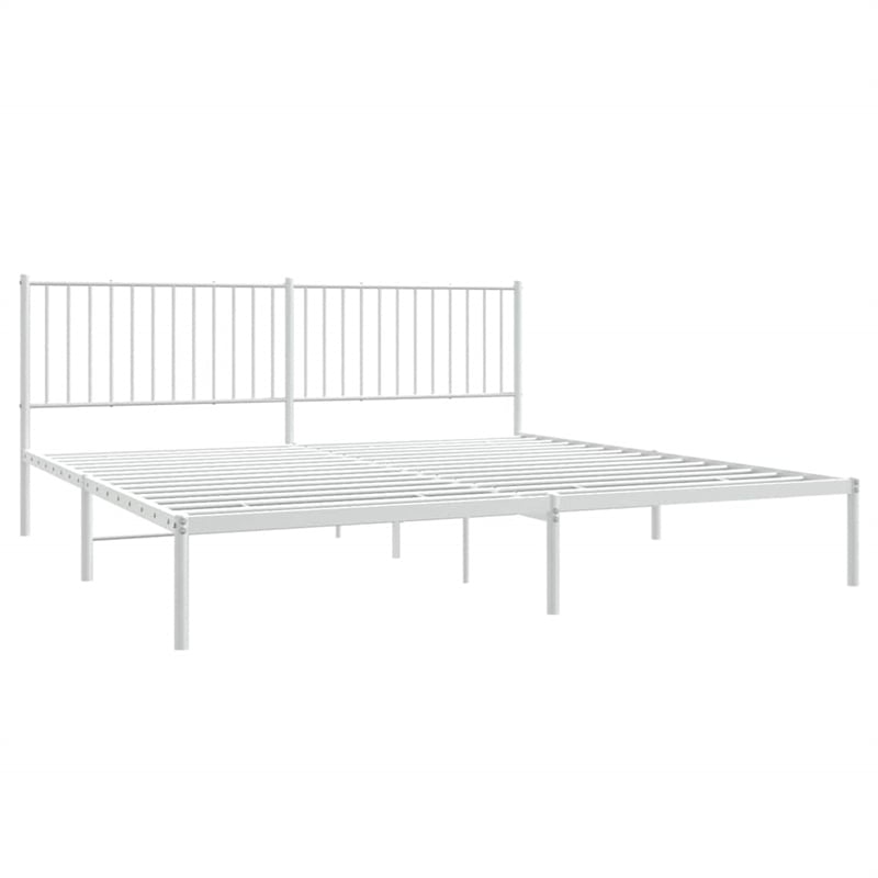 Bowery Hill Contemporary 76 X 80 Powder-Coated Steel Bed Frame in White