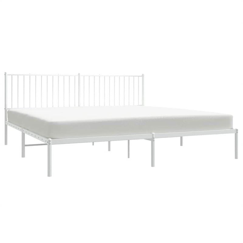 Bowery Hill Contemporary 76 X 80 Powder-Coated Steel Bed Frame in White