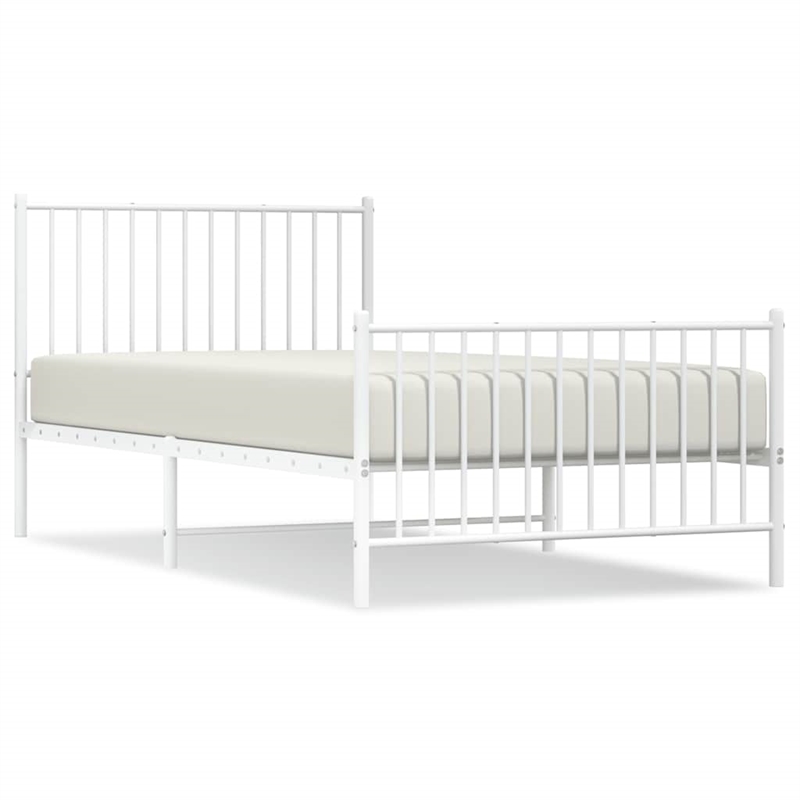 Bowery Hill Contemporary Powder-Coated Steel Twin Bed Frame in White